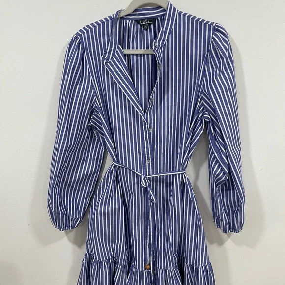 Nicole Miller Dresses | Nicole Miller Blue And White A-Line Dress With Mandarin Collar | Color: Blue/White | Size: 14 | 122112210's Closet
